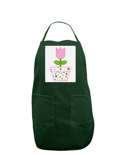 Easter Tulip Design - Pink Panel Dark Adult Apron by TooLoud-Bib Apron-TooLoud-Hunter-One-Size-Davson Sales