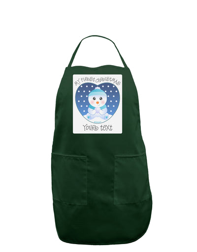 Personalized My First Christmas Snowbaby Blue Panel Dark Adult Apron-Bib Apron-TooLoud-Hunter-One-Size-Davson Sales