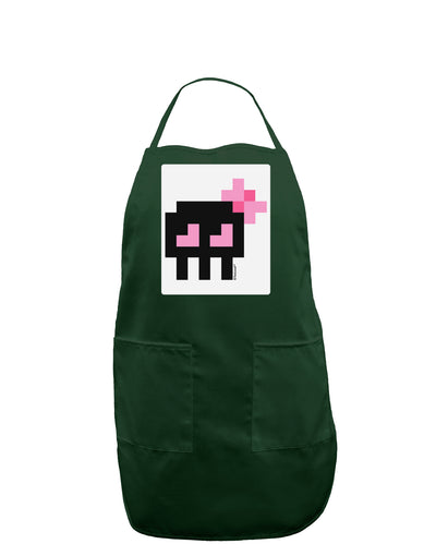 Retro 8-Bit Skull with Pink Bow Panel Dark Adult Apron-Bib Apron-TooLoud-Hunter-One-Size-Davson Sales