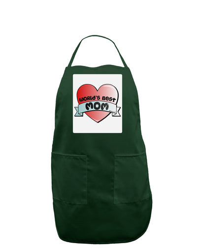 World's Best Mom - Heart Banner Design Panel Dark Adult Apron by TooLoud-Bib Apron-TooLoud-Hunter-One-Size-Davson Sales