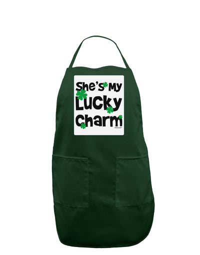 She's My Lucky Charm - Matching Couples Design Panel Dark Adult Apron by TooLoud-Bib Apron-TooLoud-Hunter-One-Size-Davson Sales