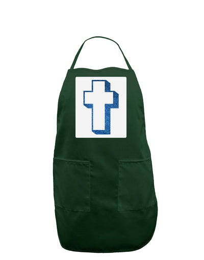 Simple Cross Design Glitter - Blue Panel Dark Adult Apron by TooLoud-Bib Apron-TooLoud-Hunter-One-Size-Davson Sales