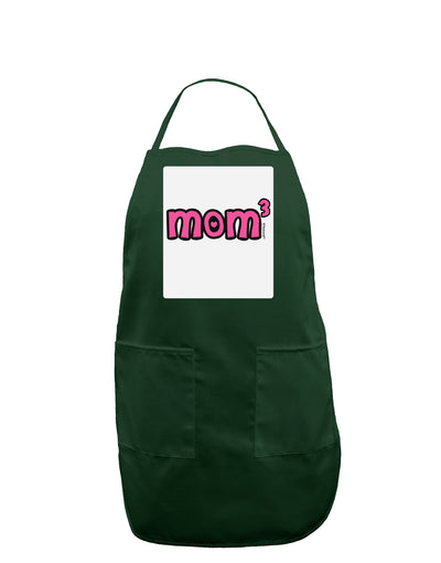 Mom Cubed - Cute Mom of Three Design Panel Dark Adult Apron by TooLoud-Bib Apron-TooLoud-Hunter-One-Size-Davson Sales