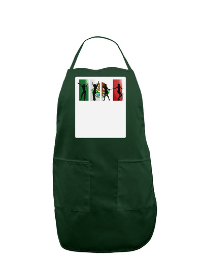 Mexican Flag - Dancing Silhouettes Panel Dark Adult Apron by TooLoud-Bib Apron-TooLoud-Hunter-One-Size-Davson Sales