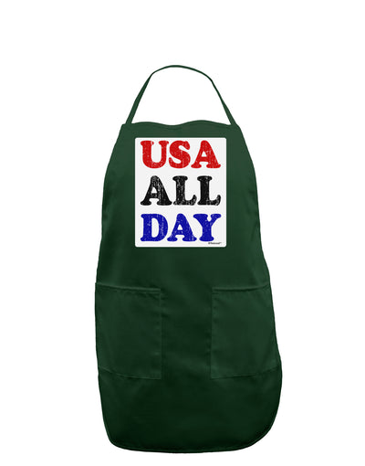 USA All Day - Distressed Patriotic Design Panel Dark Adult Apron by TooLoud-Bib Apron-TooLoud-Hunter-One-Size-Davson Sales