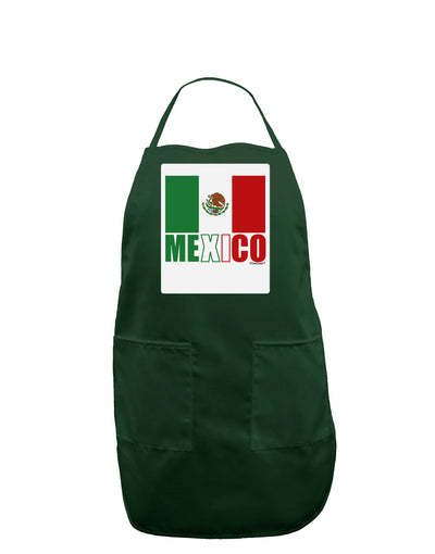 Mexican Flag - Mexico Text Panel Dark Adult Apron by TooLoud-Bib Apron-TooLoud-Hunter-One-Size-Davson Sales