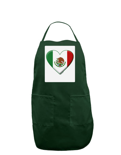 Mexican Flag Heart - Beveled Panel Dark Adult Apron by TooLoud-Bib Apron-TooLoud-Hunter-One-Size-Davson Sales