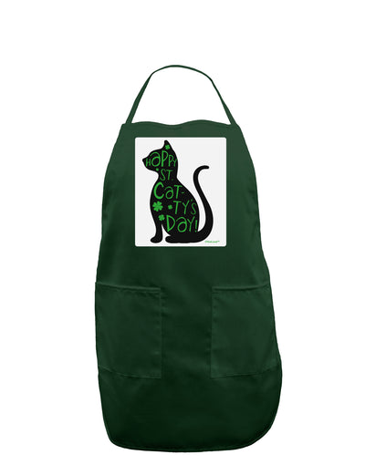 Happy St. Catty's Day - St. Patrick's Day Cat Panel Dark Adult Apron by TooLoud-Clothing-TooLoud-Hunter-One-Size-Davson Sales
