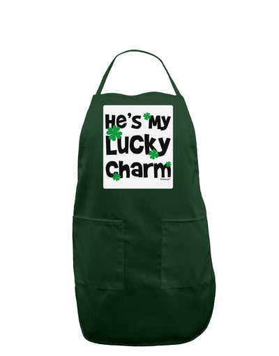 He's My Lucky Charm - Matching Couples Design Panel Dark Adult Apron by TooLoud-Bib Apron-TooLoud-Hunter-One-Size-Davson Sales