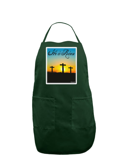 Three Crosses Sunrise - He Is Risen Panel Dark Adult Apron by TooLoud-Bib Apron-TooLoud-Hunter-One-Size-Davson Sales