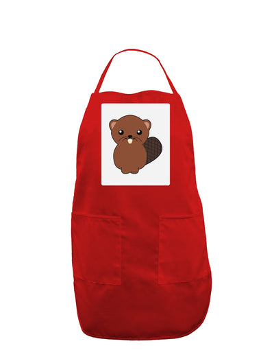 Cute Beaver Panel Dark Adult Apron-Bib Apron-TooLoud-Red-One-Size-Davson Sales