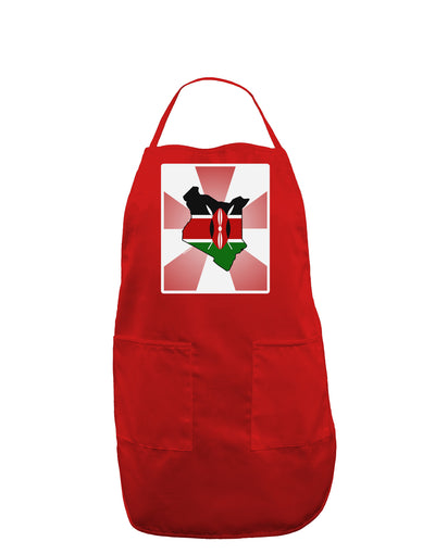 Kenya Flag Design Panel Dark Adult Apron-Bib Apron-TooLoud-Red-One-Size-Davson Sales