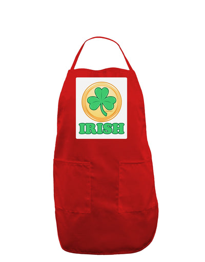 Shamrock Button - Irish Panel Dark Adult Apron by TooLoud-Bib Apron-TooLoud-Red-One-Size-Davson Sales