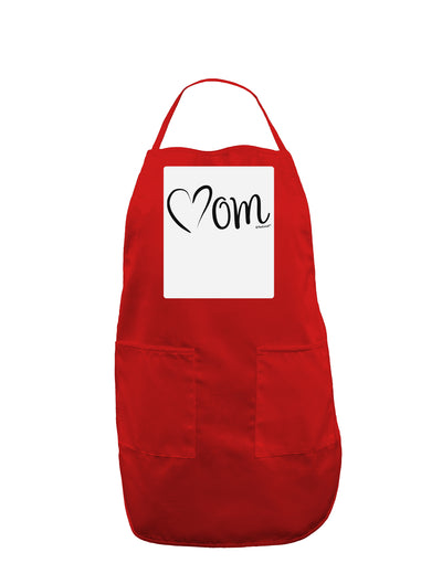 Mom with Brushed Heart Design Panel Dark Adult Apron by TooLoud-Bib Apron-TooLoud-Red-One-Size-Davson Sales