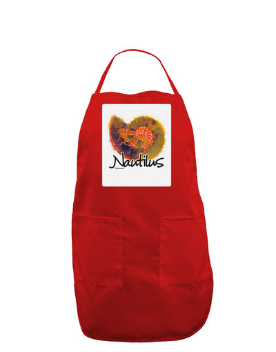 Nautilus Fossil Watercolor Text Panel Dark Adult Apron-Bib Apron-TooLoud-Red-One-Size-Davson Sales