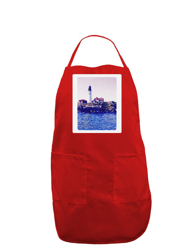 Watercolor Lighthouse 2 Panel Dark Adult Apron-Bib Apron-TooLoud-Red-One-Size-Davson Sales