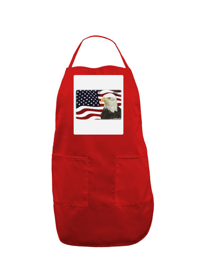 Patriotic USA Flag with Bald Eagle Panel Dark Adult Apron by TooLoud-Bib Apron-TooLoud-Red-One-Size-Davson Sales