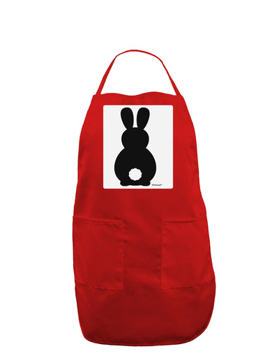 Cute Bunny Silhouette with Tail Panel Dark Adult Apron by TooLoud-Bib Apron-TooLoud-Red-One-Size-Davson Sales