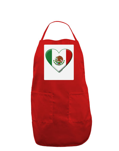 Mexican Flag Heart - Beveled Panel Dark Adult Apron by TooLoud-Bib Apron-TooLoud-Red-One-Size-Davson Sales