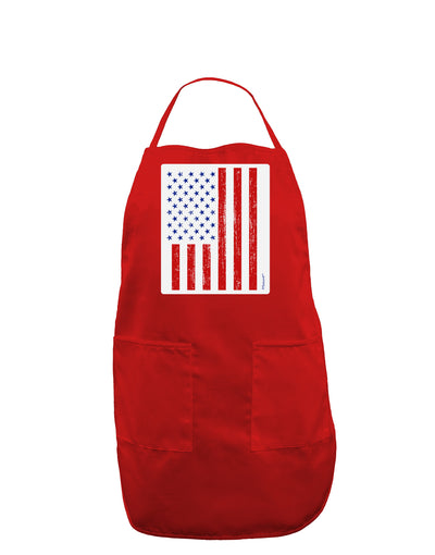 Red and Blue Stamp Style American Flag - Distressed Panel Dark Adult Apron by TooLoud-Bib Apron-TooLoud-Red-One-Size-Davson Sales