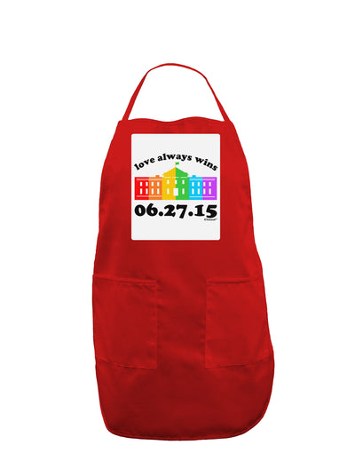 Love Always Wins with Date - Marriage Equality Panel Dark Adult Apron-Bib Apron-TooLoud-Red-One-Size-Davson Sales