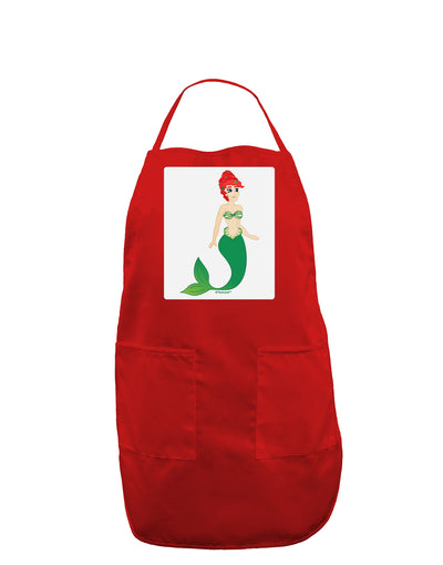 Mermaid Design - Green Panel Dark Adult Apron-Bib Apron-TooLoud-Red-One-Size-Davson Sales