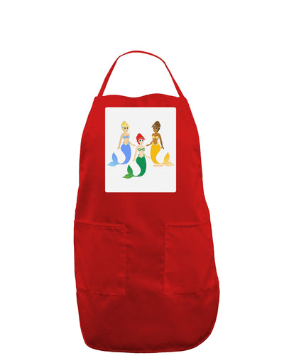 Three Mermaids Panel Dark Adult Apron-Bib Apron-TooLoud-Red-One-Size-Davson Sales