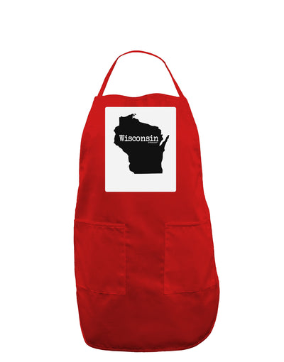 Wisconsin - United States Shape Panel Dark Adult Apron-Bib Apron-TooLoud-Red-One-Size-Davson Sales