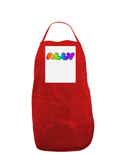 LGBT Ally Rainbow Text Panel Dark Adult Apron by TooLoud-Bib Apron-TooLoud-Red-One-Size-Davson Sales