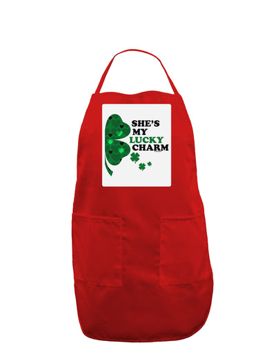 She's My Lucky Charm - Right Panel Dark Adult Apron-Bib Apron-TooLoud-Red-One-Size-Davson Sales