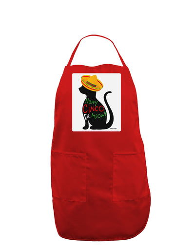 Happy Cinco de Meow - Cinco de Mayo Cat Panel Dark Adult Apron by TooLoud-Bib Apron-TooLoud-Red-One-Size-Davson Sales