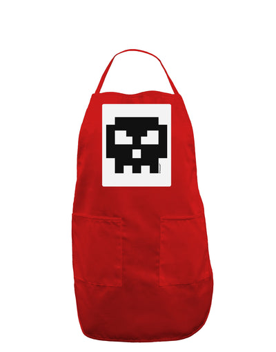 Retro 8-Bit Skull Panel Dark Adult Apron-Bib Apron-TooLoud-Red-One-Size-Davson Sales