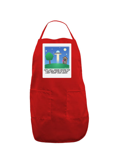 UFO Stopping At an Out-house Text Panel Dark Adult Apron by TooLoud-Bib Apron-TooLoud-Red-One-Size-Davson Sales