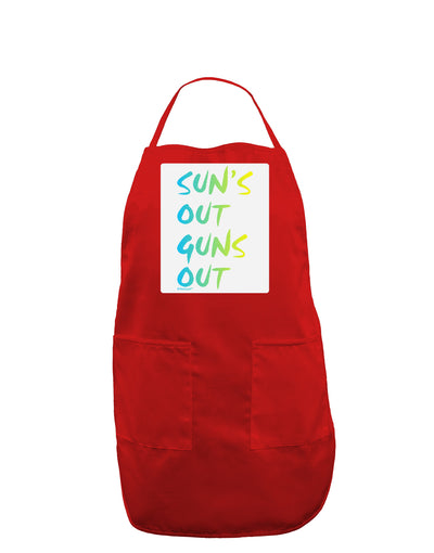 Suns Out Guns Out - Gradient Colors Panel Dark Adult Apron-Bib Apron-TooLoud-Red-One-Size-Davson Sales