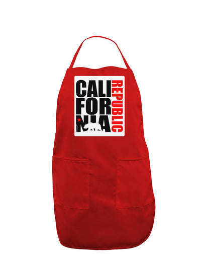 California Republic Design - California Red Star and Bear Panel Dark Adult Apron by TooLoud-Bib Apron-TooLoud-Red-One-Size-Davson Sales