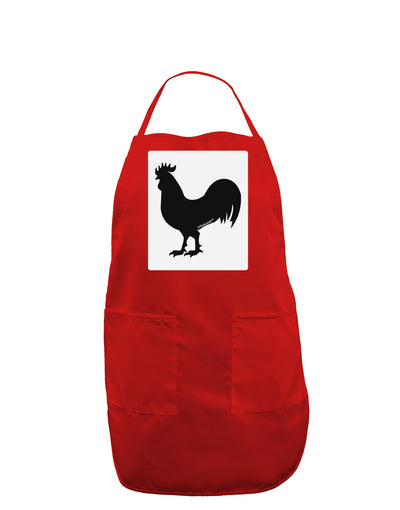 Rooster Silhouette Design Panel Dark Adult Apron-Bib Apron-TooLoud-Red-One-Size-Davson Sales