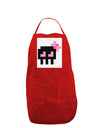 Retro 8-Bit Skull with Pink Bow Panel Dark Adult Apron-Bib Apron-TooLoud-Red-One-Size-Davson Sales