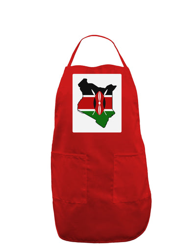 Kenya Flag Silhouette Panel Dark Adult Apron-Bib Apron-TooLoud-Red-One-Size-Davson Sales