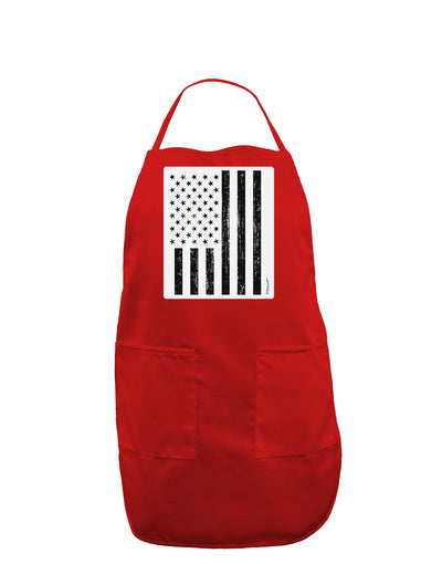 Stamp Style American Flag - Distressed Panel Dark Adult Apron by TooLoud-Bib Apron-TooLoud-Red-One-Size-Davson Sales