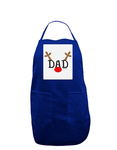 Matching Family Christmas Design - Reindeer - Dad Panel Dark Adult Apron by TooLoud-Bib Apron-TooLoud-Royal Blue-One-Size-Davson Sales