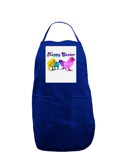 Happy Easter Peepers Panel Dark Adult Apron-Bib Apron-TooLoud-Royal Blue-One-Size-Davson Sales