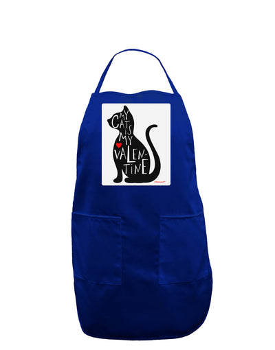 My Cat Is My Valentine Panel Dark Adult Apron by TooLoud-Bib Apron-TooLoud-Royal Blue-One-Size-Davson Sales