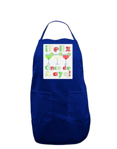 Margaritas - Mexican Flag Colors - Feliz Cinco de Mayo Panel Dark Adult Apron by TooLoud-Bib Apron-TooLoud-Royal Blue-One-Size-Davson Sales