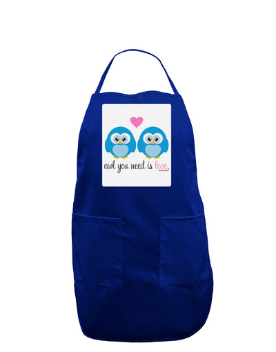 Owl You Need Is Love - Blue Owls Panel Dark Adult Apron by TooLoud-Bib Apron-TooLoud-Royal Blue-One-Size-Davson Sales