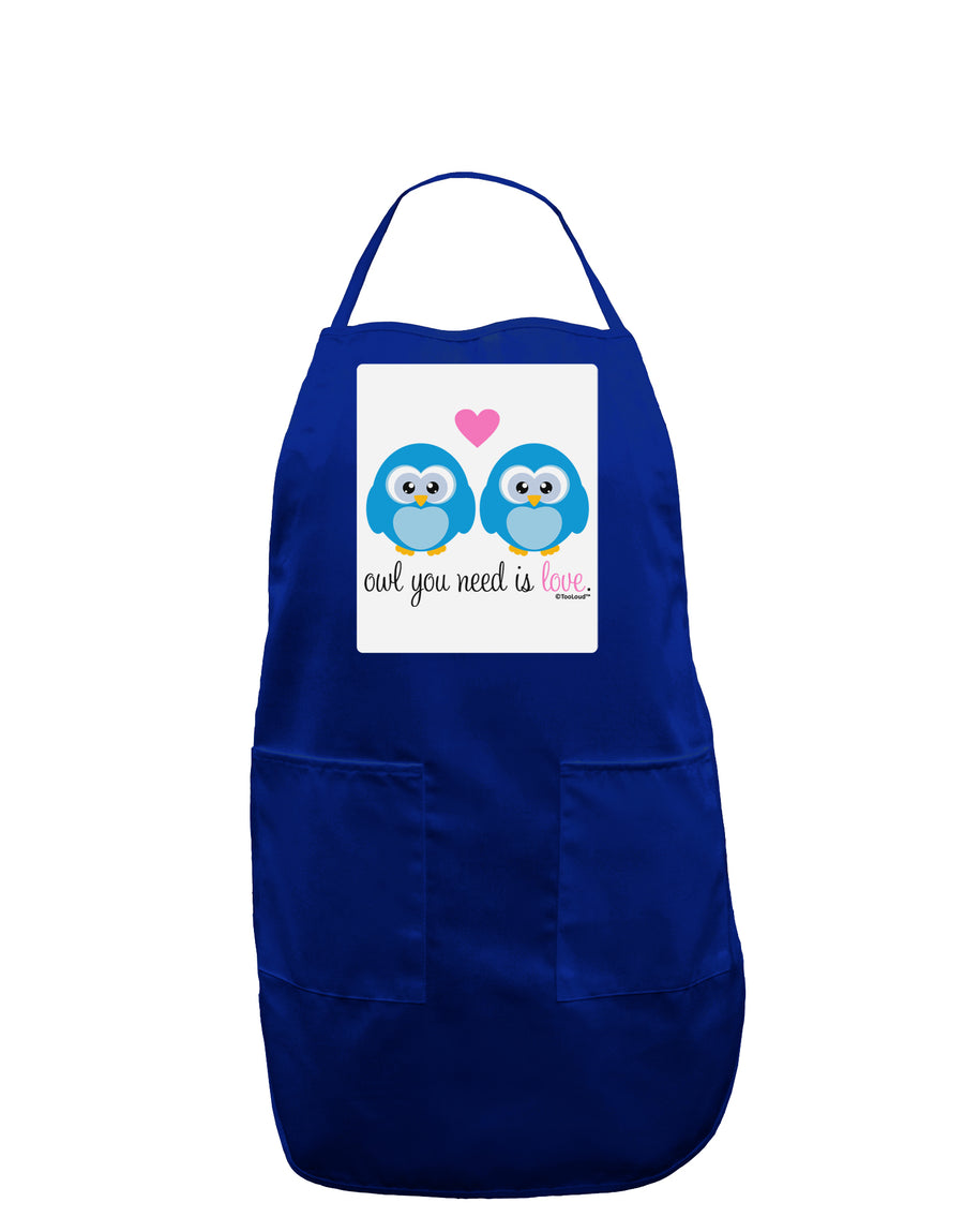 Owl You Need Is Love - Blue Owls Panel Dark Adult Apron by TooLoud-Bib Apron-TooLoud-Black-One-Size-Davson Sales