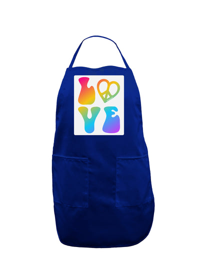 Peace and Love - Peace Heart Love Panel Dark Adult Apron-Bib Apron-TooLoud-Royal Blue-One-Size-Davson Sales