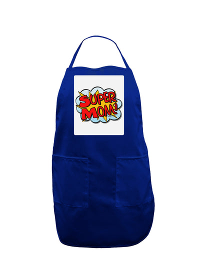 Super Mom - Superhero Comic Style Panel Dark Adult Apron-Bib Apron-TooLoud-Royal Blue-One-Size-Davson Sales