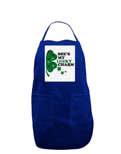 She's My Lucky Charm - Right Panel Dark Adult Apron-Bib Apron-TooLoud-Royal Blue-One-Size-Davson Sales