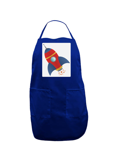 Space Rocket Ship and Stars Panel Dark Adult Apron by TooLoud-Bib Apron-TooLoud-Royal Blue-One-Size-Davson Sales