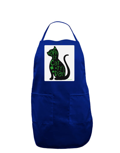 Happy St. Catty's Day - St. Patrick's Day Cat Panel Dark Adult Apron by TooLoud-Clothing-TooLoud-Royal Blue-One-Size-Davson Sales